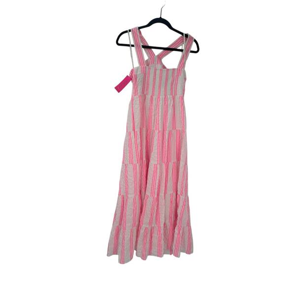 Lilly Pulitzer Jenette Halter Maxi Havana Pink Sails & Stripes Seersucker 00 NWT - Picture 6 of 12